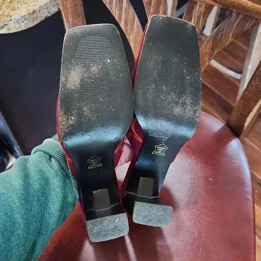 IMPO Embroidered Floral Wool Slides Heels BOHO sz 6.5 - Picture 6 of 12